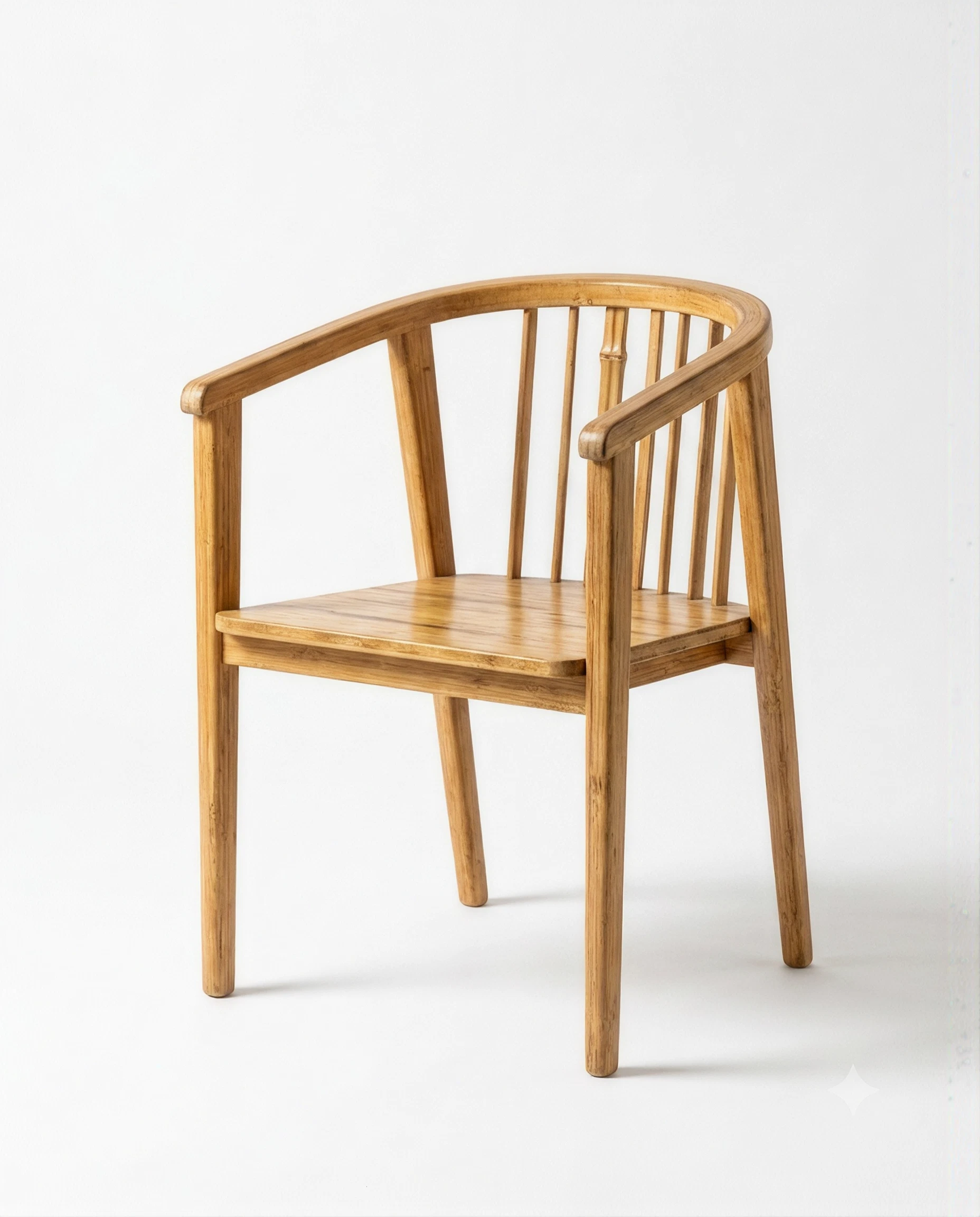 Chair made of laminated bamboo with a natural finish, produced at the Java Bamboo Lamina factory